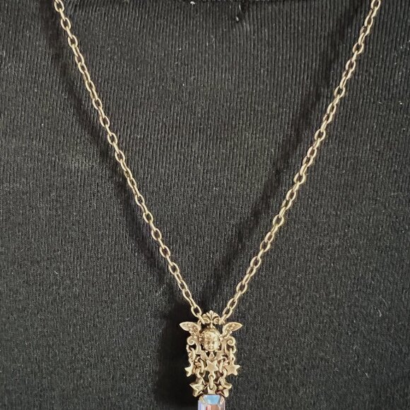 Kirks Folly Silver Angel Cherub w/Drop Crystal - Picture 4 of 4